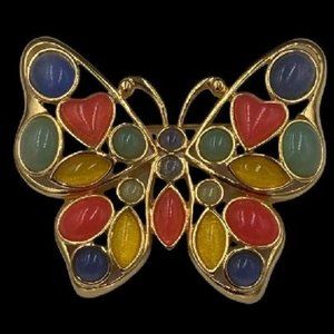 Vintage Trifari Pastel Lucite Mosaic Butterfly Brooch
